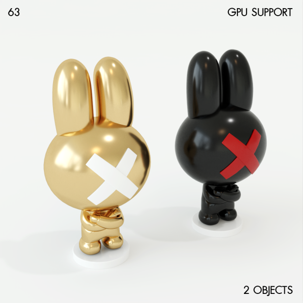 Gold and Black Rabbit Sculpture