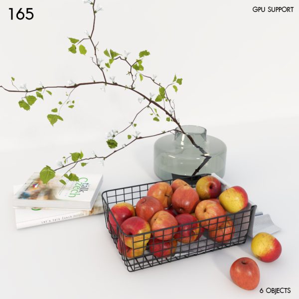 165)Decorative set with a basket of apples
